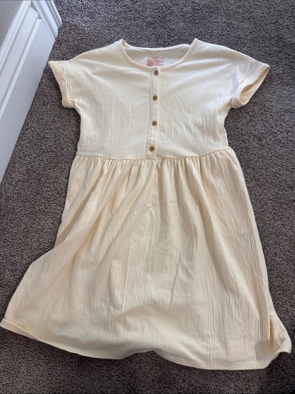 Soft Cream Button-Front Kids Dress